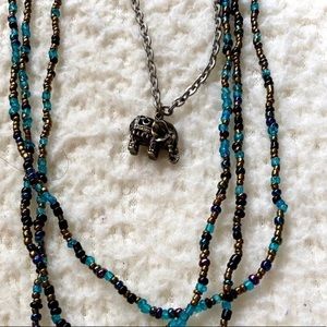 Decree Beaded Silver Tone Long Necklace NWT